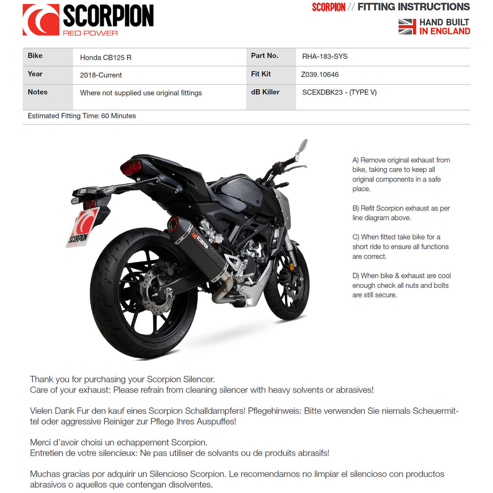 Scorpion Serket Parallel Satin Titanium Exhaust For Honda CB 125 R 2018-2020