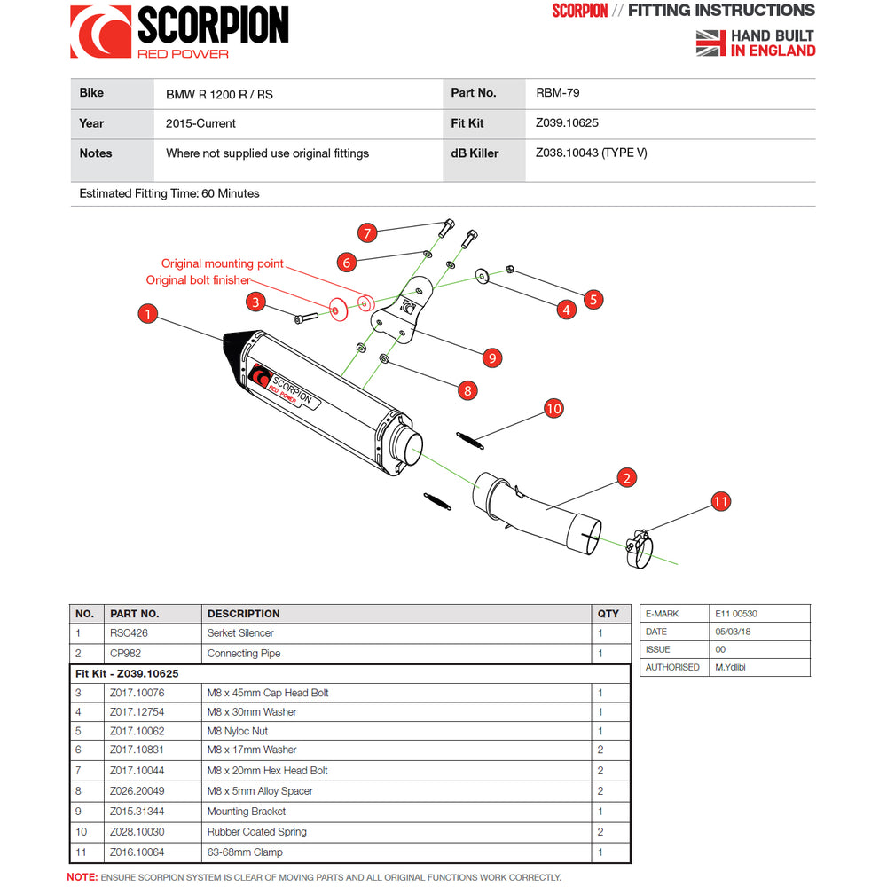 Scorpion Serket Slip-On Titanium Exhaust - BMW R1200 R / R1200 RS - 2015 - 2018