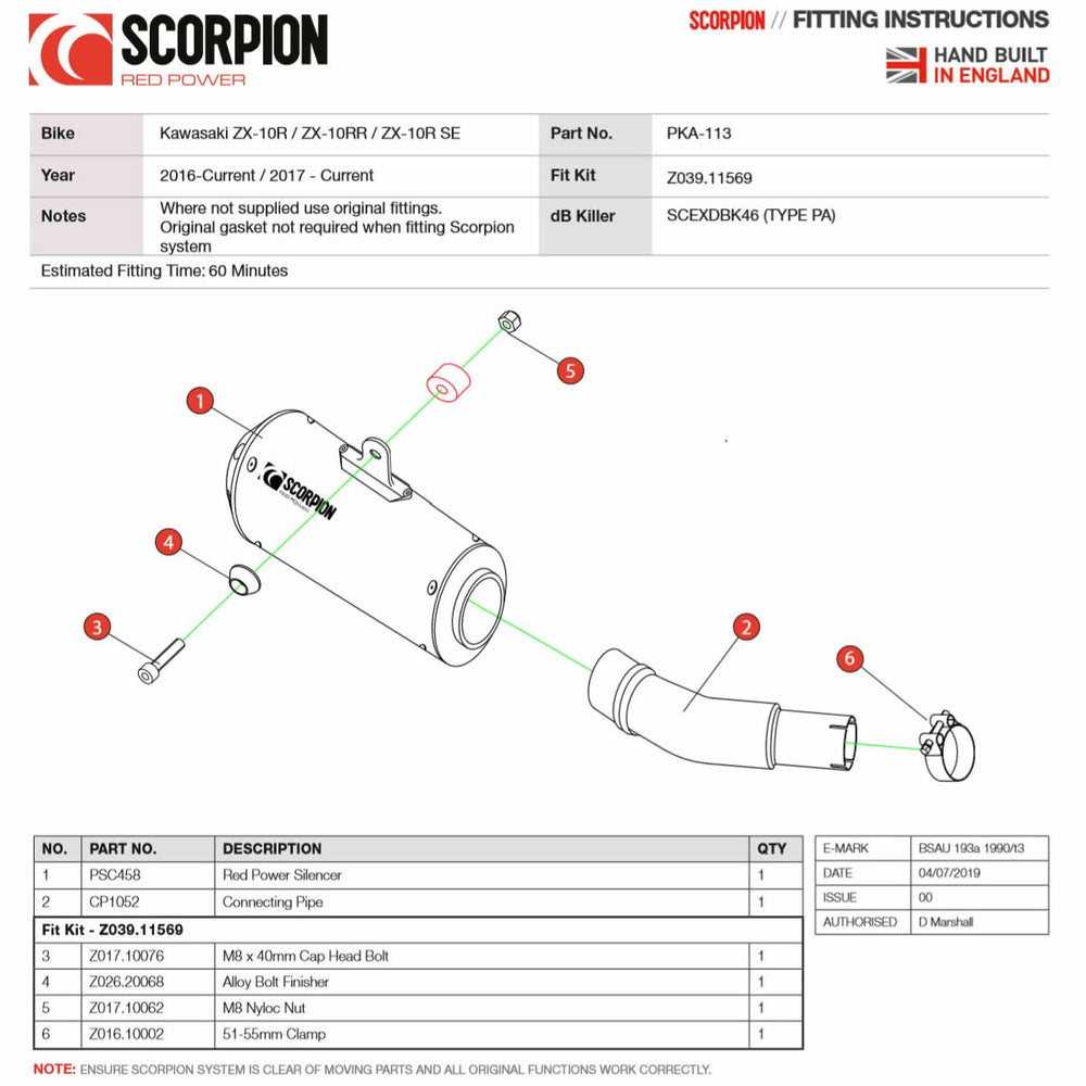 Scorpion Red Power Sating Titanium Exhaust - Kawasaki ZX-10R 2016 - 2020