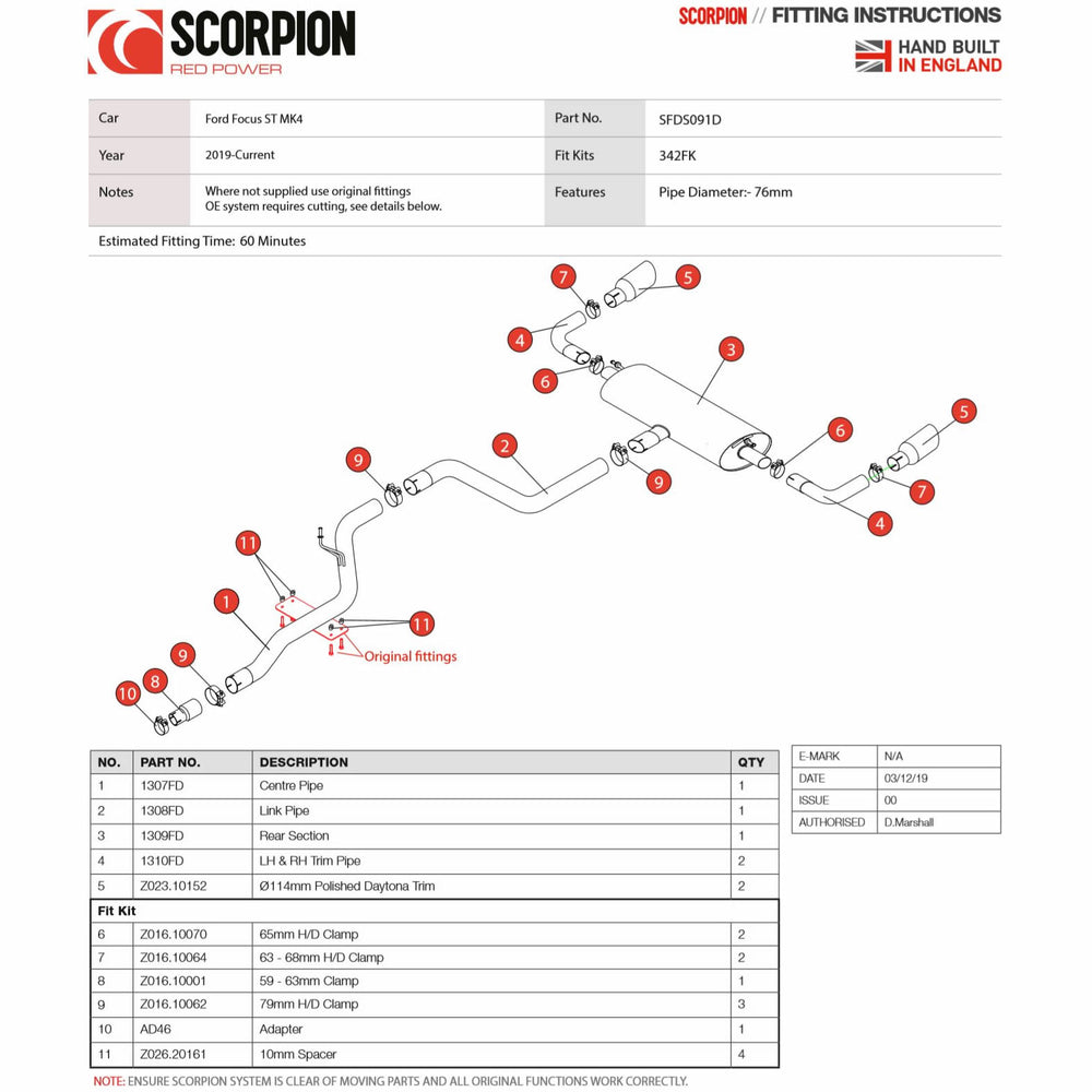 Scorpion Car Exhaust GPF-Back System (Non-Resonated) Daytona - Ford Focus ST MK 4 2019 - 2021