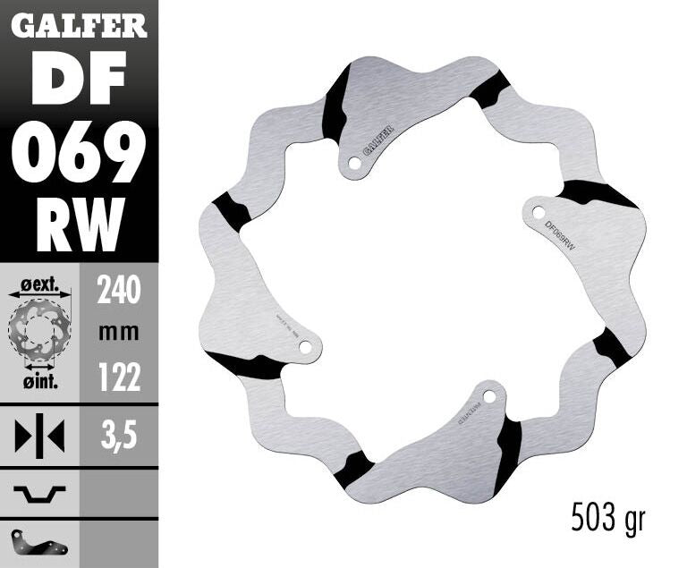 Galfer Wave Rear Brake Disc - Red Moto CRF450RX 2017-2020