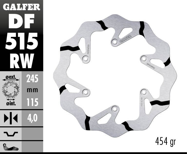 Galfer Fixed Wave Grooved Rear Brake Disc - Yamaha YZF450 2016-2019