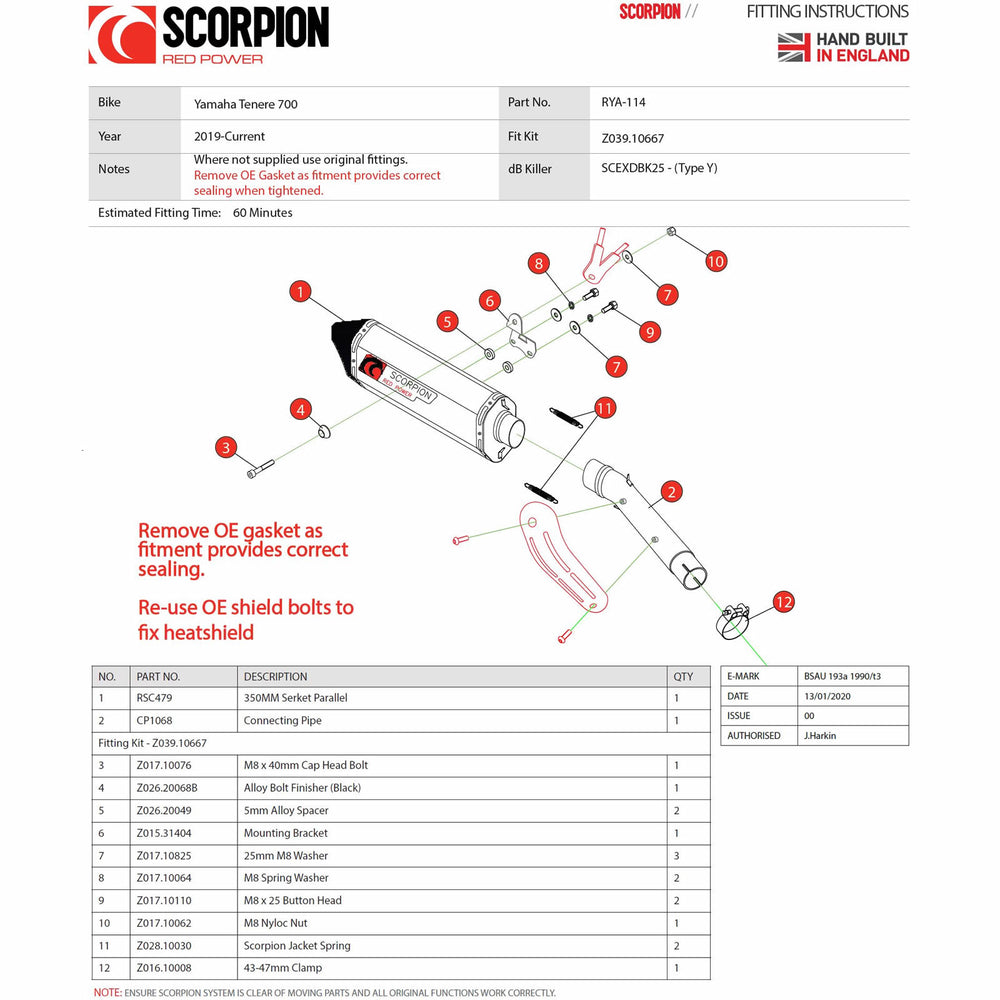 Scorpion Serket Satin Titanium Oval Exhaust For Yamaha Tenere 700 2019-2020