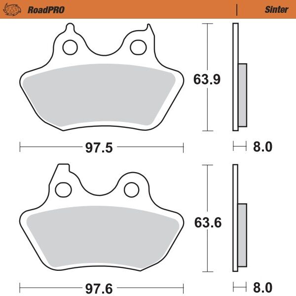 Moto Master Roadpro Sinder Rear Brake Pads - Harley Davidson FXSTSI 1450 EFI 2006