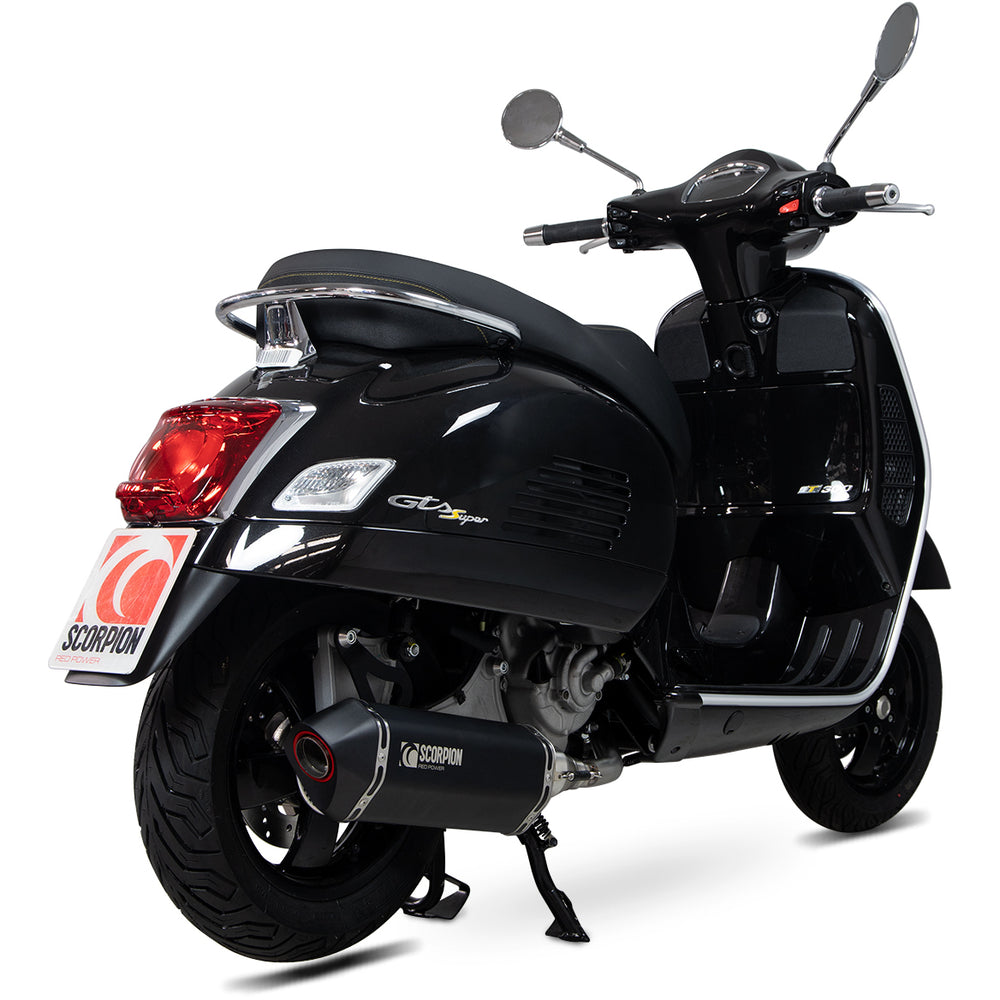Scorpion Serket Parallel Black Ceramic Oval Exhaust - Vespa GTS300 HPE Half System 2019 - 2020
