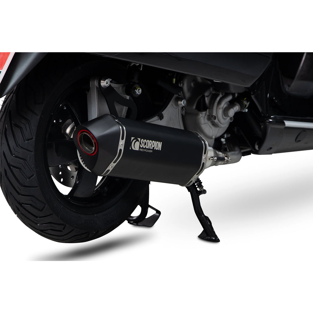 Scorpion Serket Parallel Black Ceramic Oval Exhaust - Vespa GTS300 HPE Half System 2019 - 2020