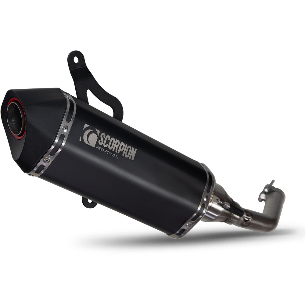 Scorpion Serket Parallel Black Ceramic Oval Exhaust - Vespa GTS300 HPE Half System 2019 - 2020