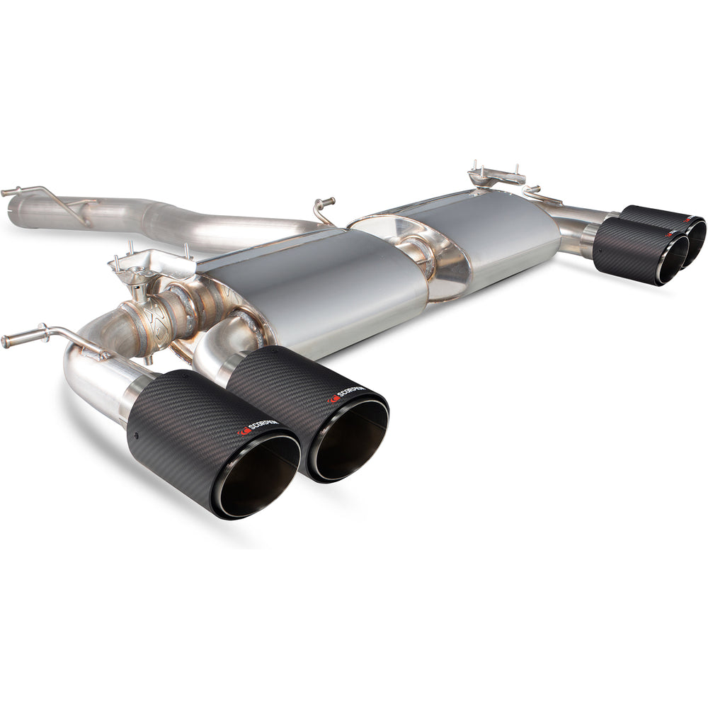 Scorpion Car Exhaust Cat-Back System (Non-Resonated) (Electronic Valves) Carbon Ascari - VW Golf MK7 R 2014 - 2016