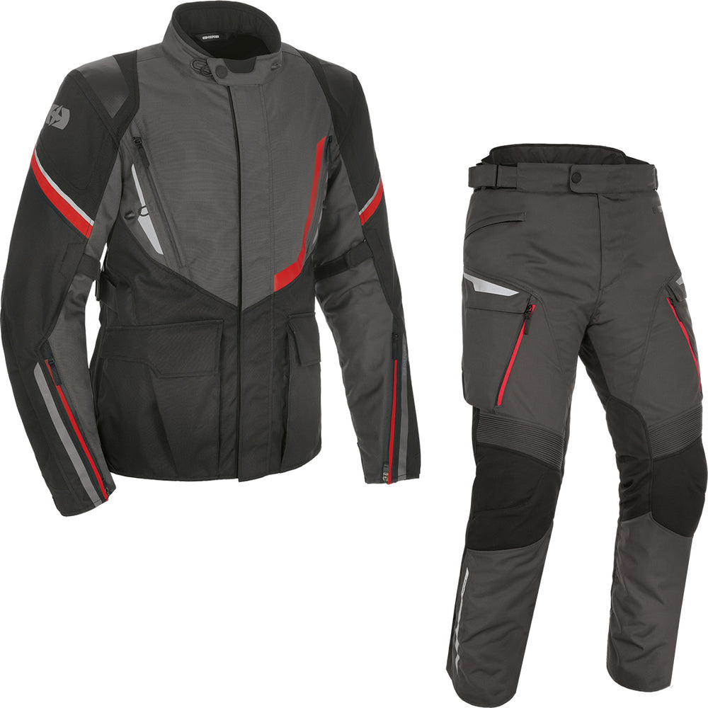 Oxford Montreal 4.0 Dry2Dry Motorcycle Jacket & Trousers Black Grey Red
