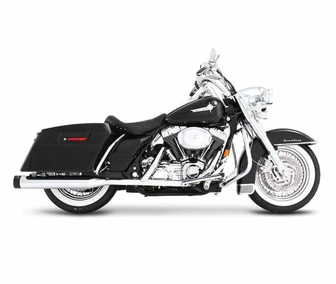 Rinehart 4" Dual Silencers For Harley Davidson FLHR 1340 1995-1998 - Chrome/Black
