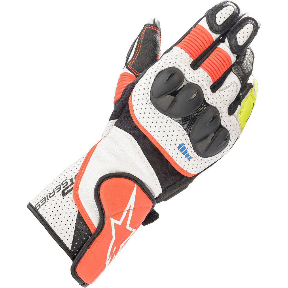 Alpinestars SP-8 V3 Motorcycle Gloves - Men's Street Riding Gloves In Black/White/Red Fluo, Size Medium
