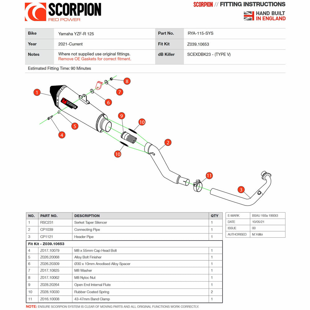 Scorpion Serket Taper Carbon Fibre Exhaust - Yamaha YZF R 125 Full System 2021 - 2022