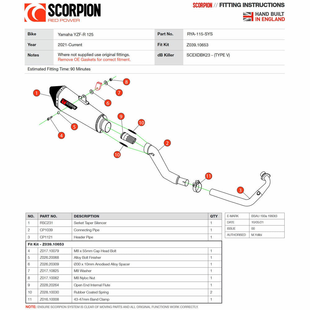 Scorpion Serket Taper Titanium Exhaust For Yamaha YZF R 125 Full System 2021-2024