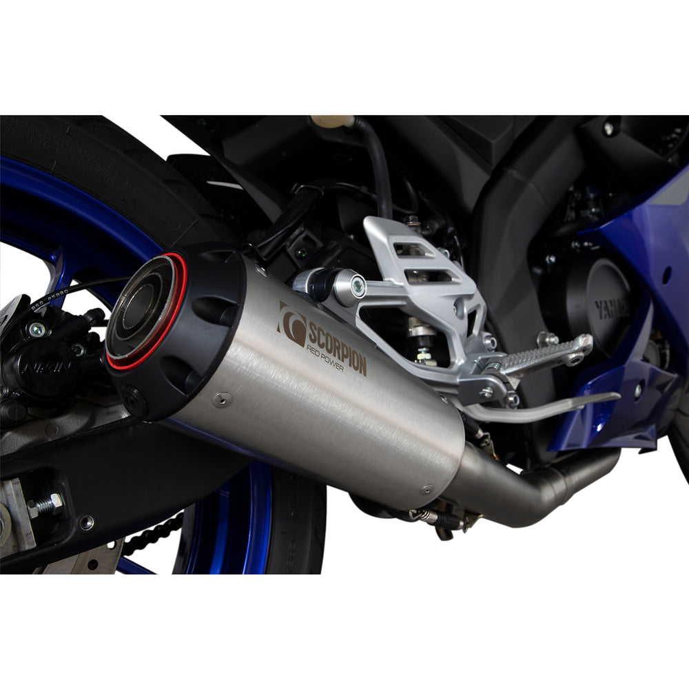 Scorpion Red Power Stainless Steel Exhaust For Yamaha YZF R 125 Full System 2021-2024