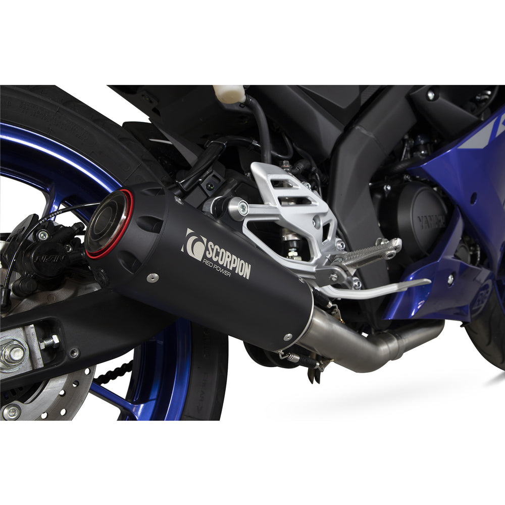 Scorpion Red Power Black Ceramic Exhaust - Yamaha YZF R 125 Full System 2021 - 2022
