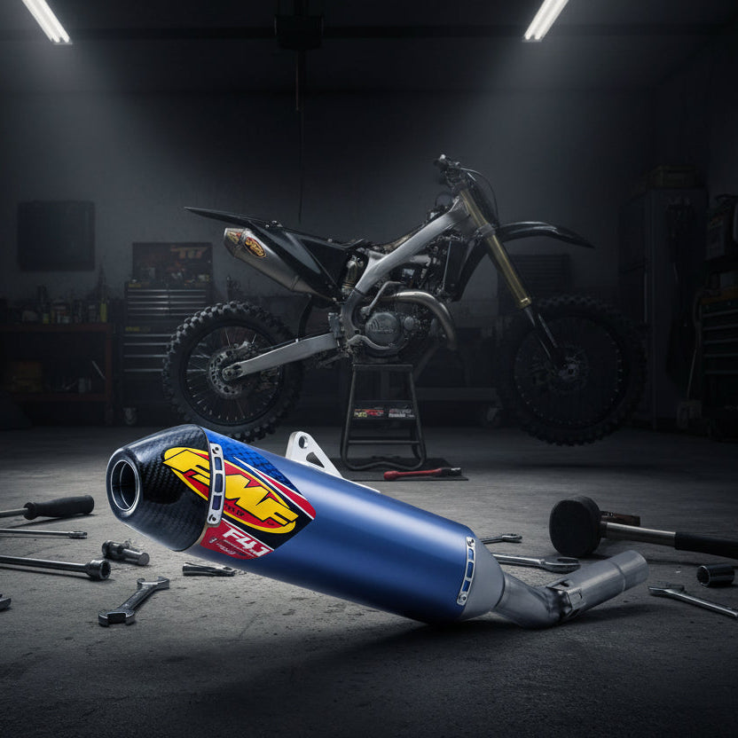 FMF Factory 4.1 RCT Slip-On Titanium/ Carbon Silencer - Blue - Suzuki RMZ450 2018-22