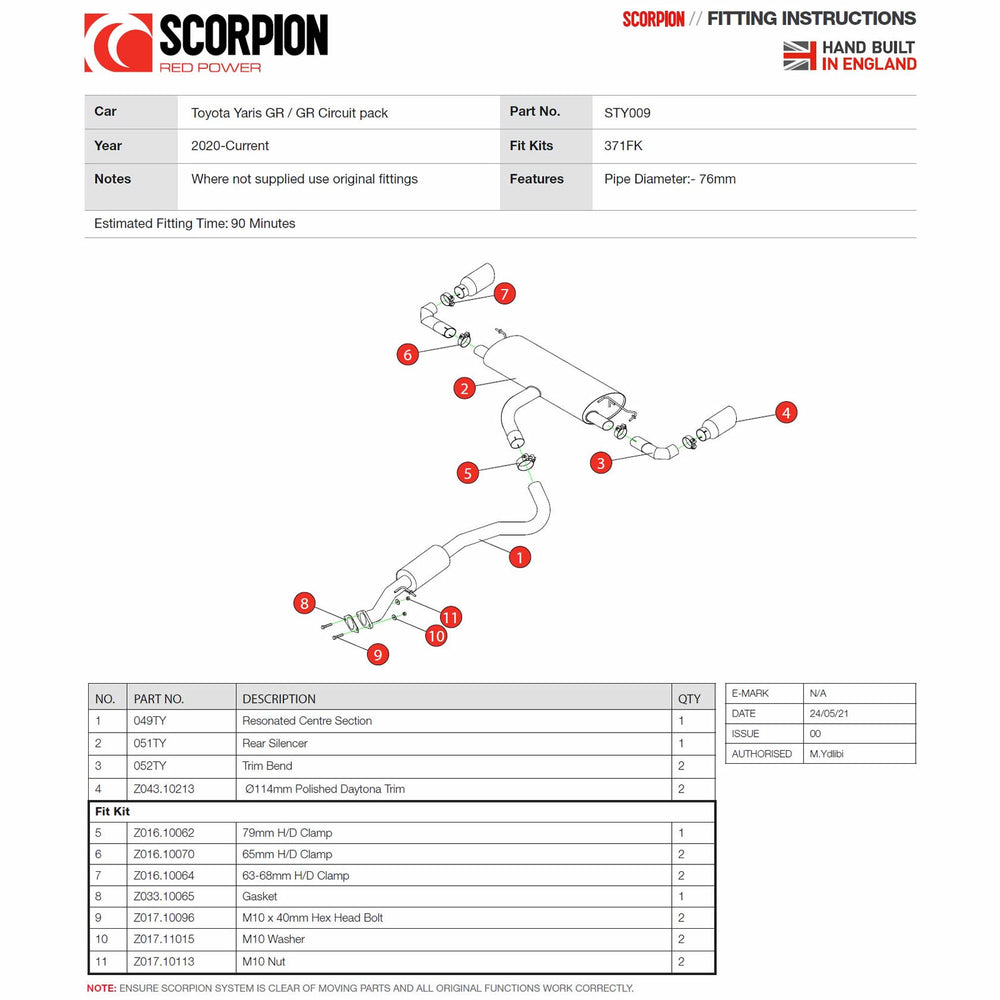 Scorpion Car Exhaust GPF-Back System (Resonated) Polished Daytona - Toyota GR Yaris 2020 - 2021