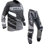 Wulf Matrix Cub Motocross Jersey & Pants Black Grey Kit