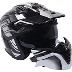 Stealth Fighter Orbit Open Face Motorcycle Helmet - Gloss Black Silver