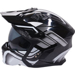 Stealth Fighter Orbit Open Face Motorcycle Helmet - Gloss Black Silver