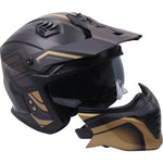 Stealth Fighter Orbit Open Face Motorcycle Helmet - Matt Black Gold