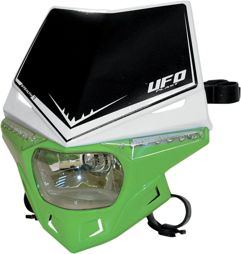 UFO Stealth 12V Headlight With LED Side Lights - Green/ White