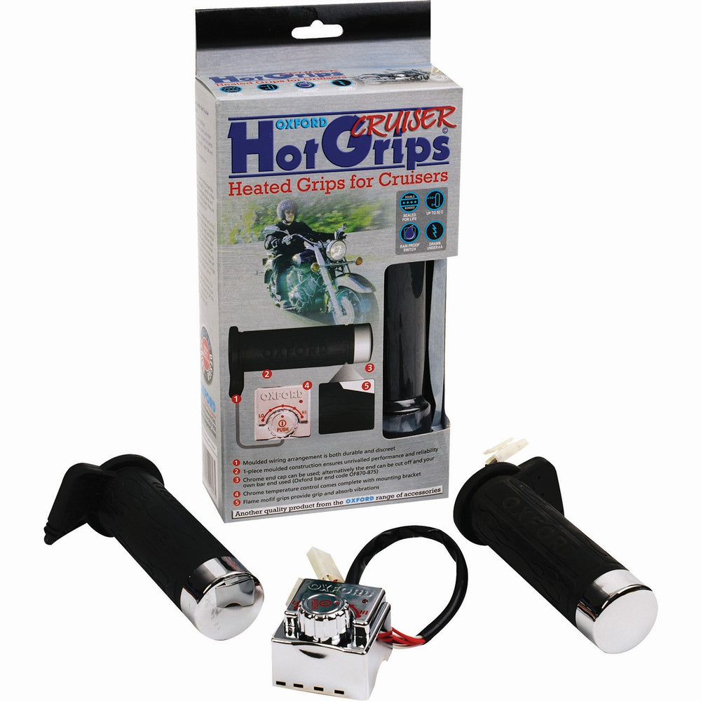 Oxford HotGrips Essential Cruiser Motorcycle Heated Grips with Chrome Switch