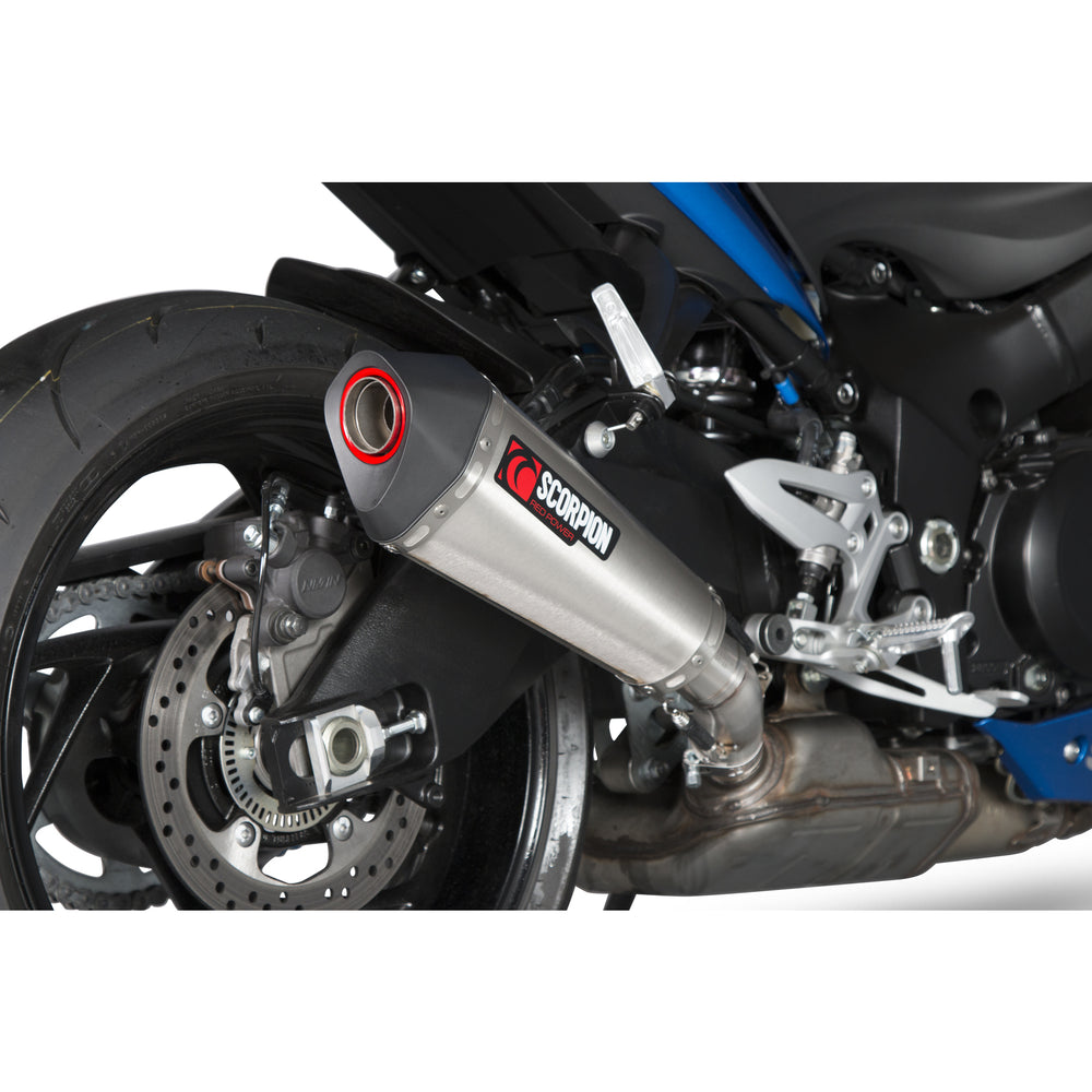 Scorpion Serket Taper Satin Titanium Oval Exhaust For Suzuki GSX-S1000 inc FA 2015-2020