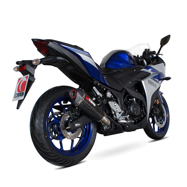 Scorpion Serket Taper Satin Titanium Oval Exhaust For Yamaha YZF R3 And R25 2014-2021