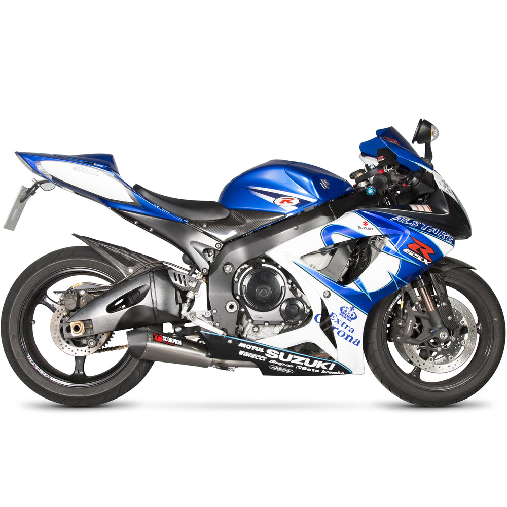 Scorpion Serket Taper Satin Titanium Oval Exhaust - Suzuki GSXR 600 & 750 K6/K7 2006 - 2007