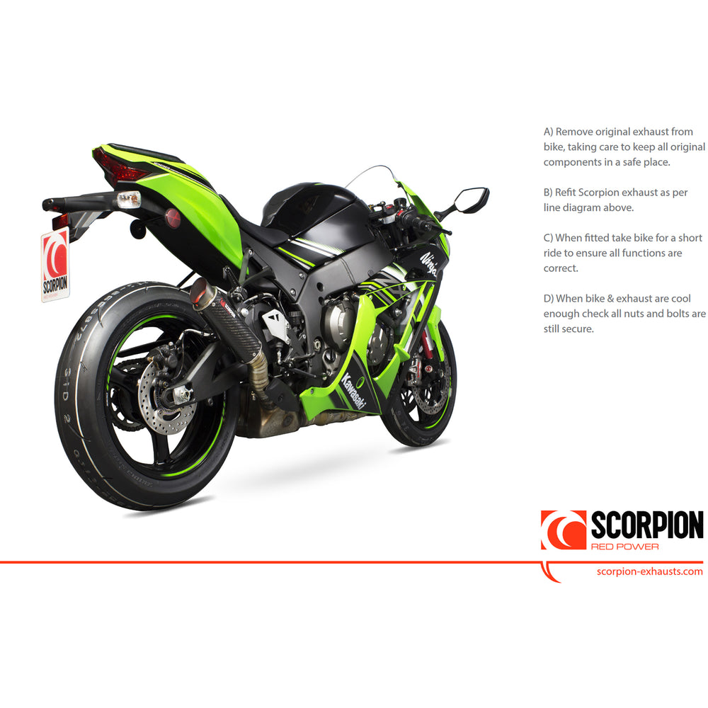 Scorpion RP-1 GP Carbon Round Exhaust For Kawasaki Ninja ZX10R 2016-2020