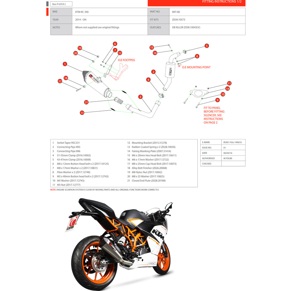 Scorpion Serket Taper Titanium Oval Exhaust - KTM RC 390 3/4 System 2014 - 2016