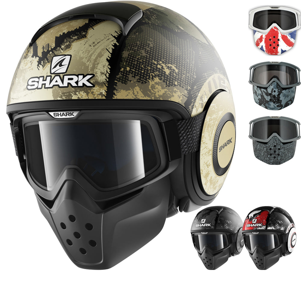 Shark Drak Evok Open Face Motorcycle Helmet with Goggle & Mask Kit – Ghostbikes