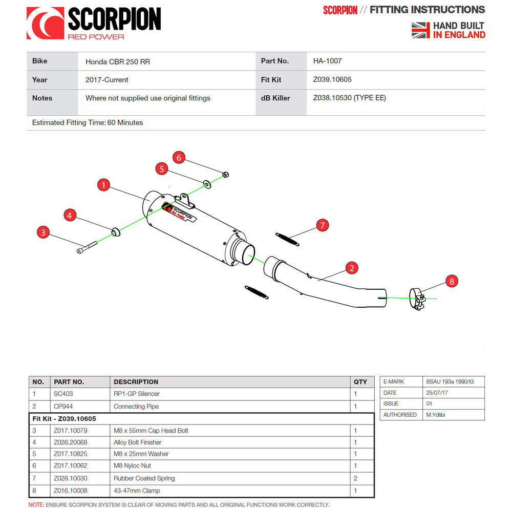 Scorpion RP-1 GP Carbon Exhaust For Honda CBR 250 RR 2017-2019