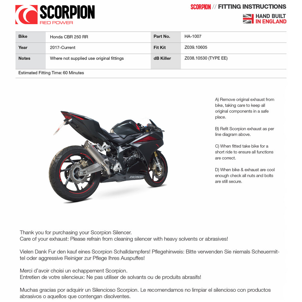 Scorpion RP-1 GP Carbon Exhaust For Honda CBR 250 RR 2017-2019