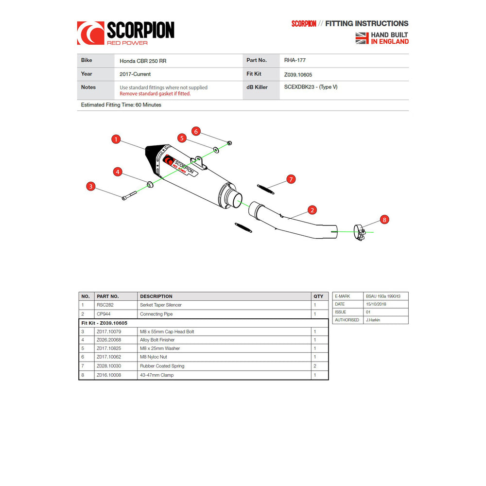 Scorpion Serket Taper Carbon Exhaust For Honda CBR 250 RR 2017-2019