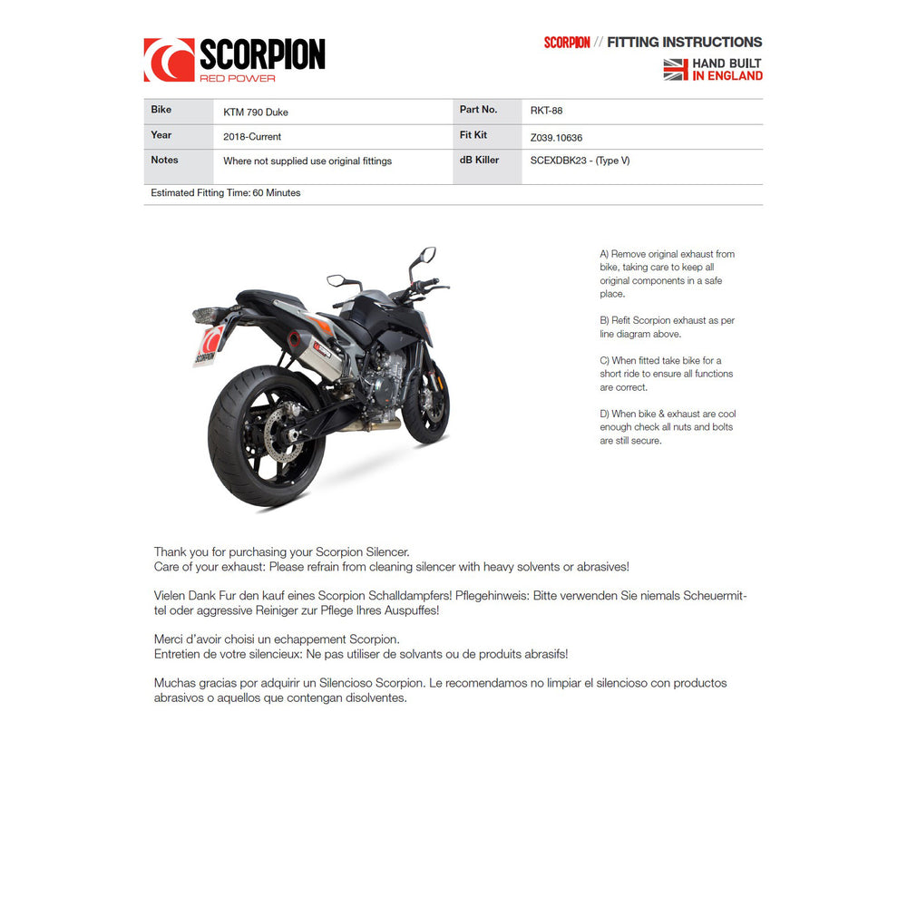 Scorpion Serket Taper Titanium Exhaust For KTM Duke 125 2017-2020