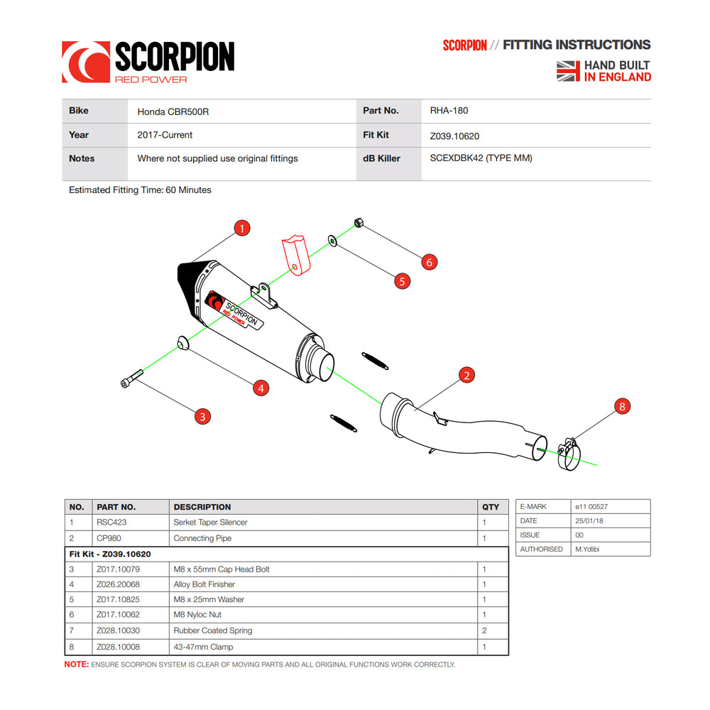 Scorpion Serket Taper Stainless Exhaust For Honda CBR 500R 2016-2018