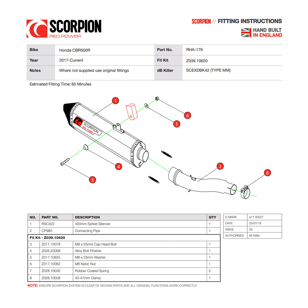 Scorpion Serket Parallel Satin Titanium Exhaust For Honda CBR 500R 2016-2018