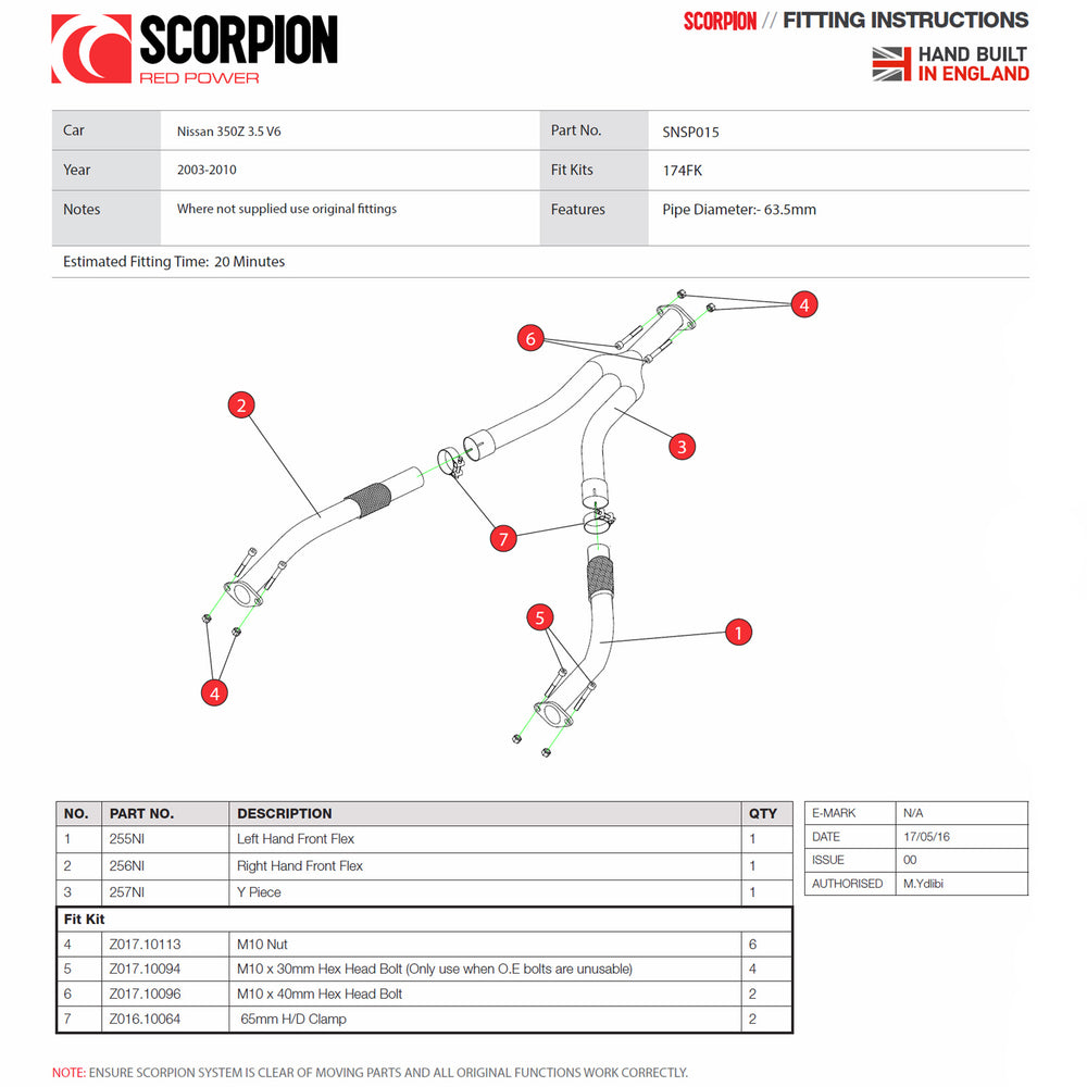 Scorpion Car Exhaust Y-Piece Replacement - Nissan 350Z 2003 - 2010