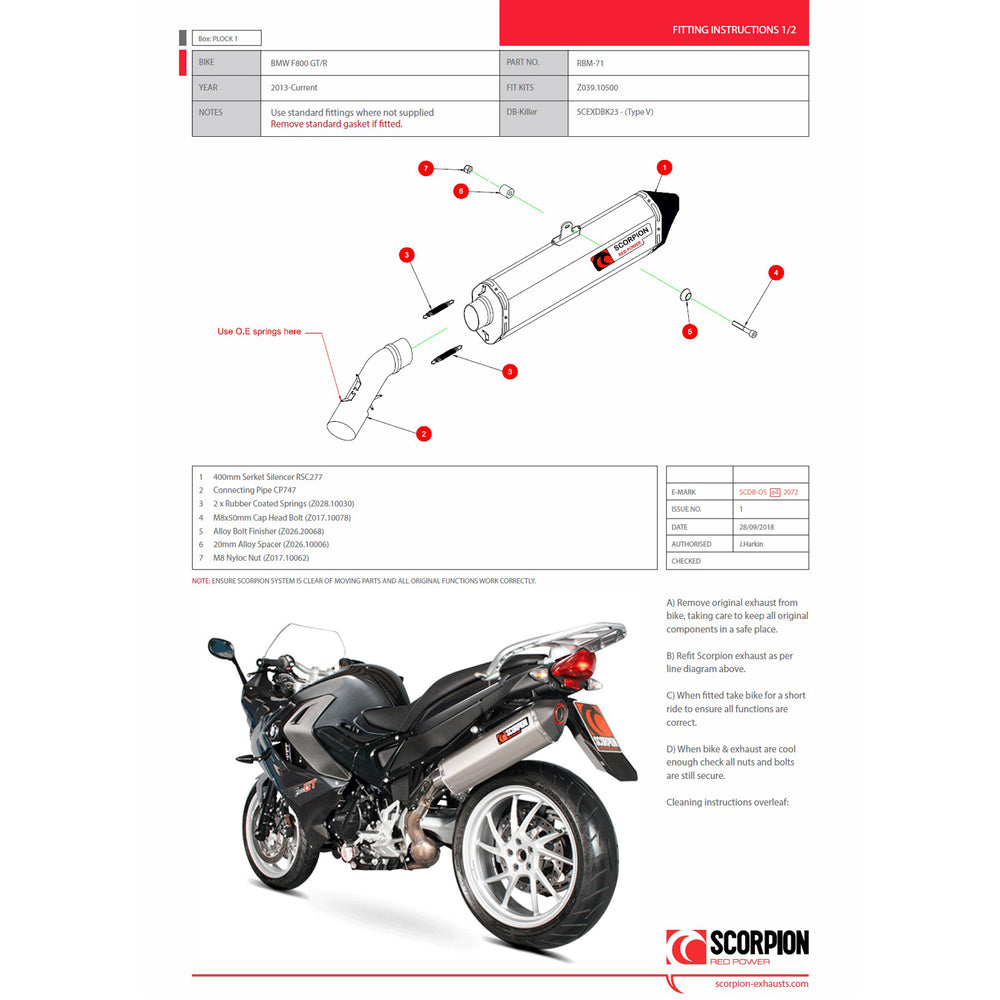Scorpion Serket Parallel Stainless Steel Oval Exhaust For BMW F800 GT And R 2013-2019