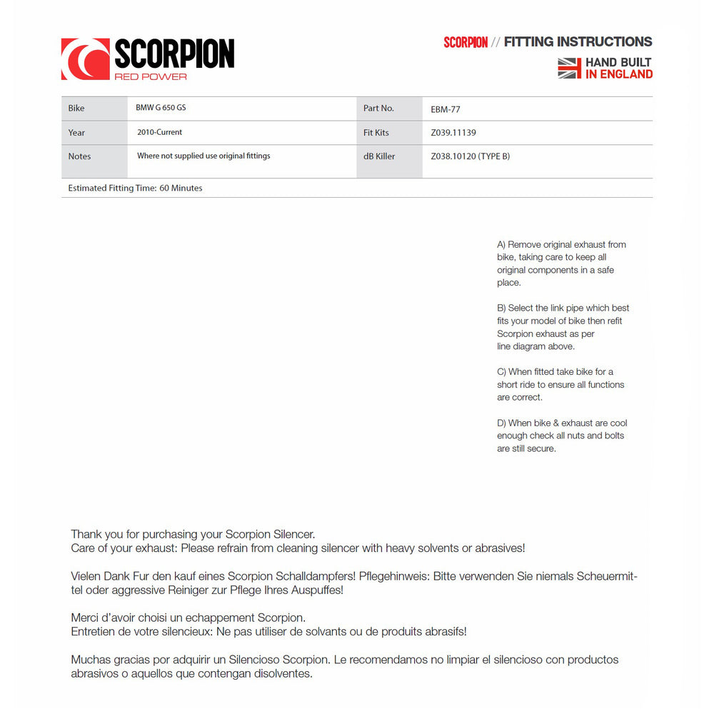 Scorpion Factory Titanium Oval Exhaust - BMW G650 GS 2010 - 2017