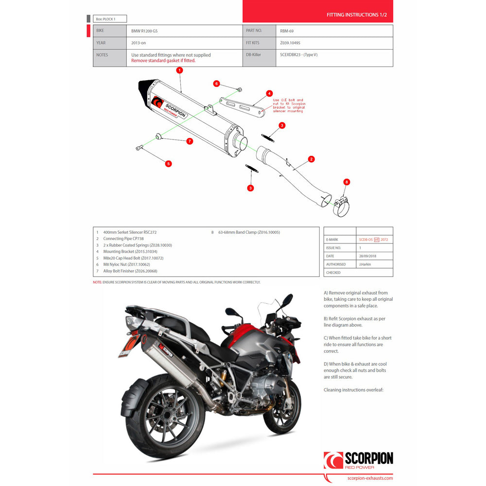 Scorpion Serket Parallel Titanium Exhaust - BMW R1200 GS 2013 - 2018