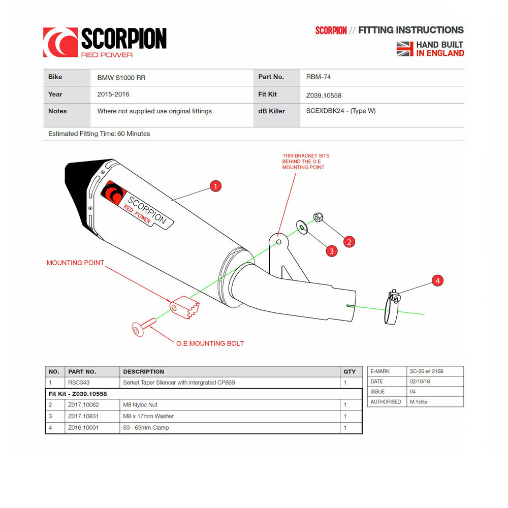 Scorpion Serket Taper Carbon Fibre Exhaust For BMW S1000 RR 2015-2016