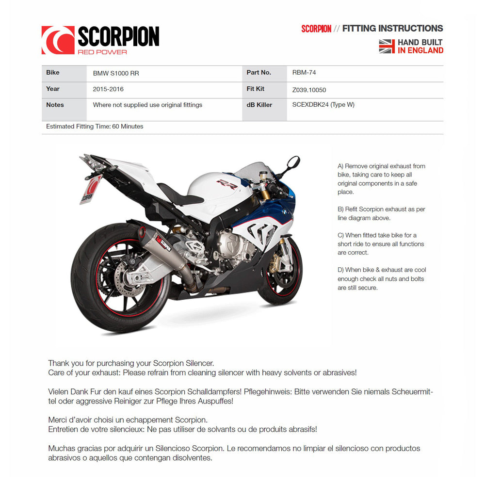 Scorpion Serket Taper Stainless Steel Exhaust For BMW S1000 RR 2015-2016