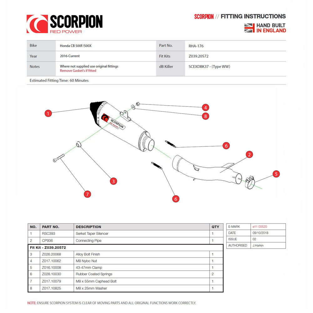 Scorpion Serket Taper Carbon Fibre Exhaust For Honda CB 500 F/X 2016-2018