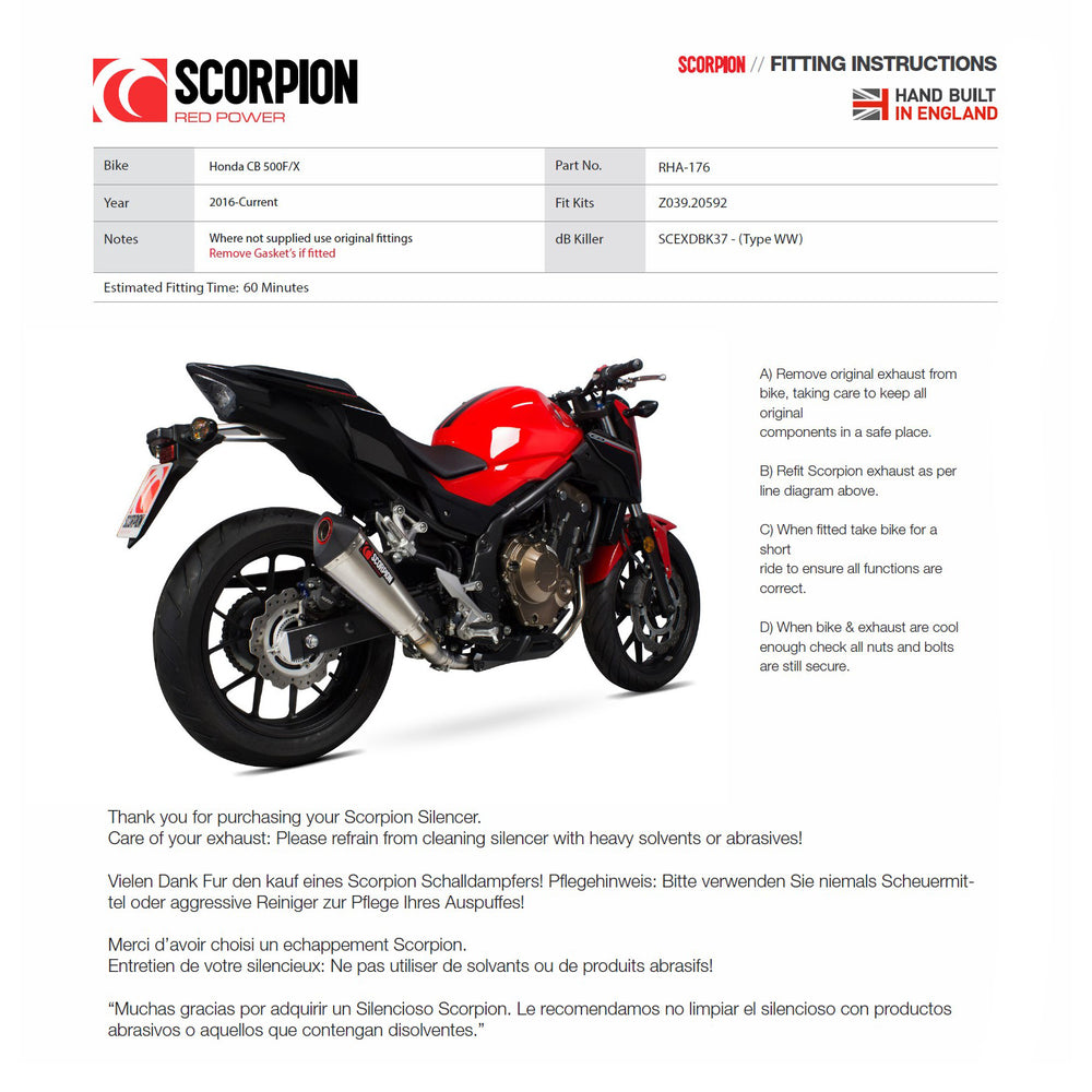 Scorpion Serket Taper Titanium Exhaust For Honda CB 500 F/X 2016-2018