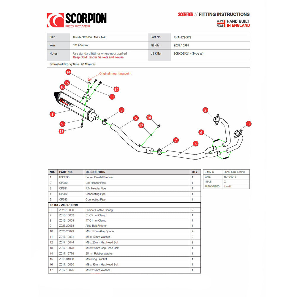 Scorpion Serket Parallel Black Ceramic Exhaust For Honda CRF 1000 L 2015-2017