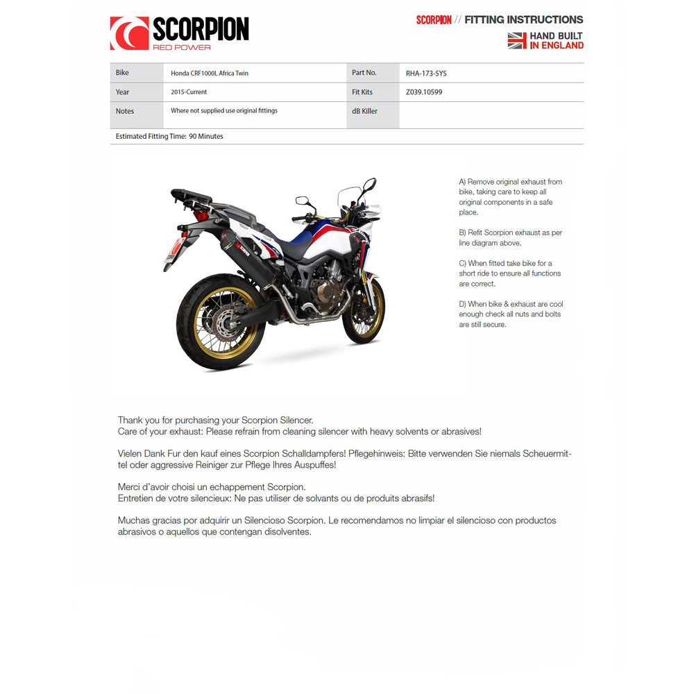 Scorpion Serket Parallel Black Ceramic Exhaust For Honda CRF 1000 L 2015-2017