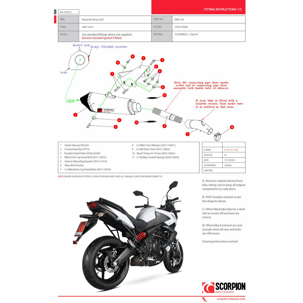 Scorpion Serket Taper Stainless Steel Exhaust For Kawasaki Versys 650 2007-2014